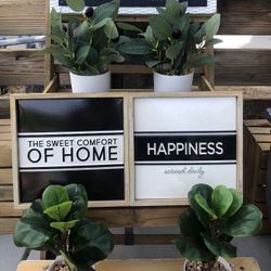 Deal Farmhouse Home Decor Signs & Potted Plants Bundle Of 7