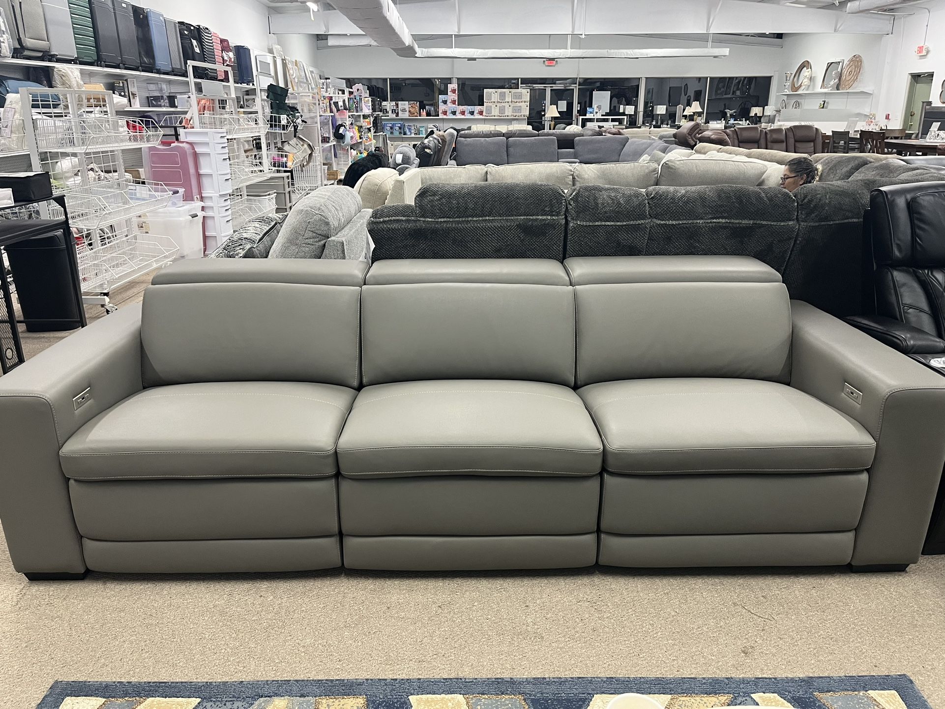 Genuine Leather Power Recliner Power Headrest Sofa