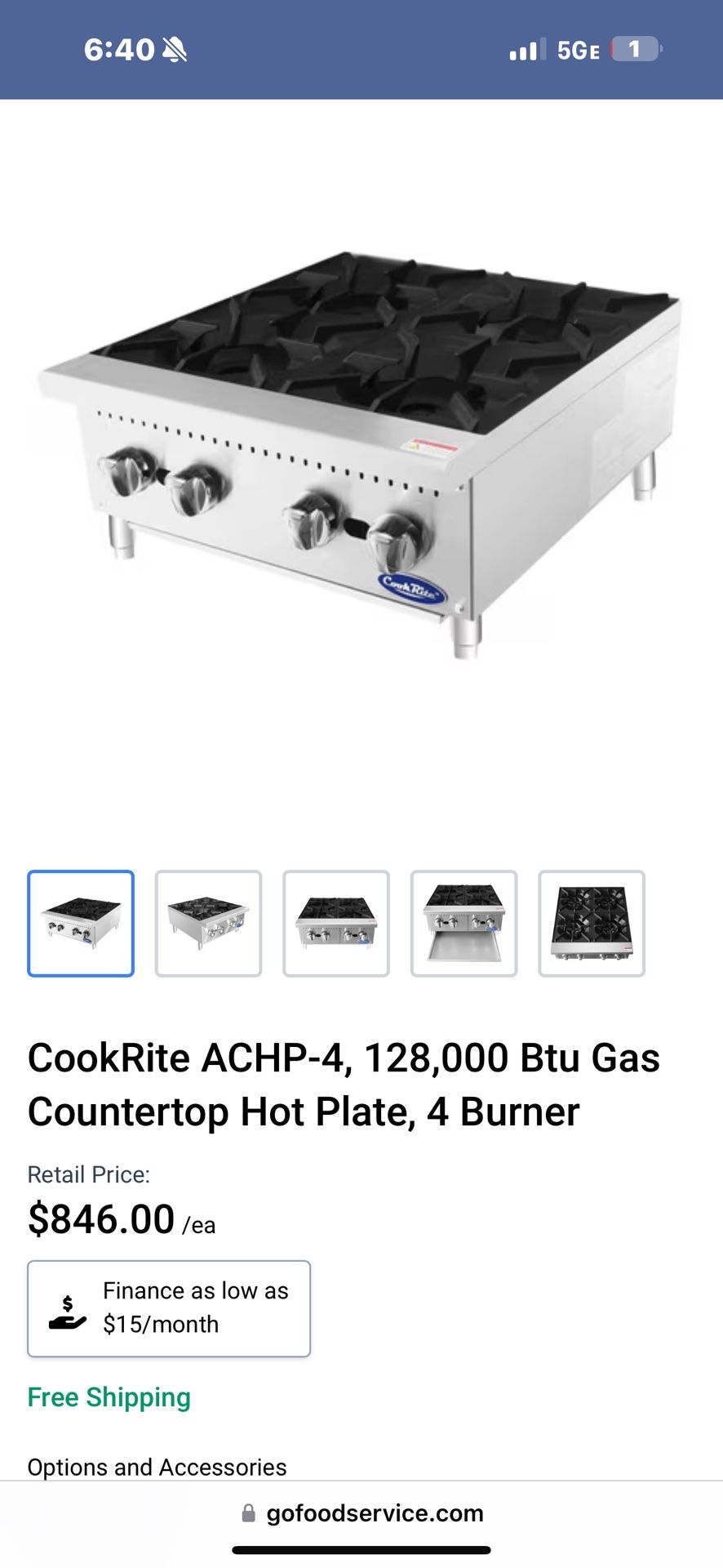 Countertop Hotplate with 4 Burners 128000 BTU