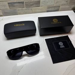 versache men’s shield oversized black sunglasses medusa logo plastic frame
