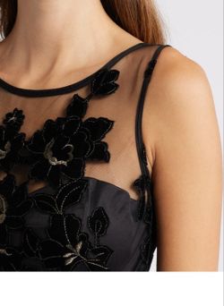 Flocked Metallic Tulle Gown by Eliza J