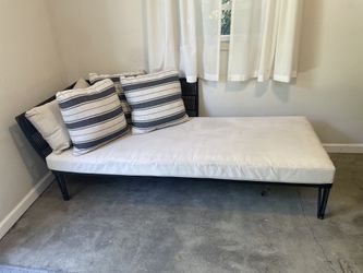 Modern Black Rope And Black Steel Chaise Lounge Sofa