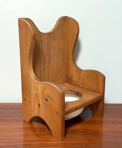 Vintage Wood Potty Chair Doll Size Collectible Decor