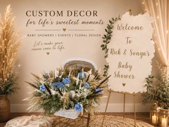 Bassinet Bouquet and Welcome Sign