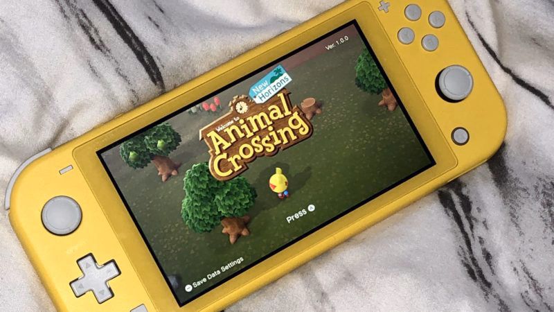 Yellow Nintendo Switch & Animal Crossing