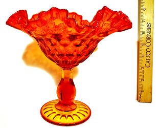 Carnival Glass Orange and Yellow Dish