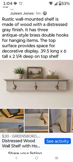 Wood shelf with hooks