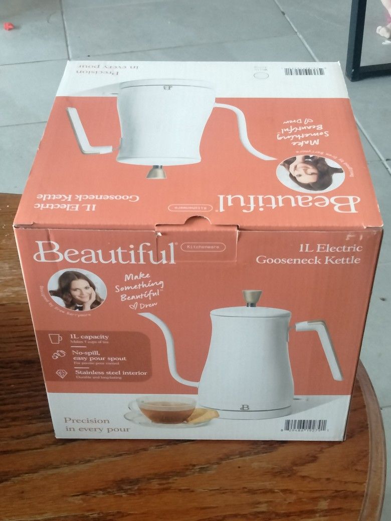 Unopened Tea Kettle - "Beautiful 1 Liter Electric Gooseneck Kettle by Drew Barrymore"