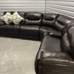 Beautiful Elegant Upscale Luxury Brown Italian Leather All Electric Powered  Sectional Sofa $799.00