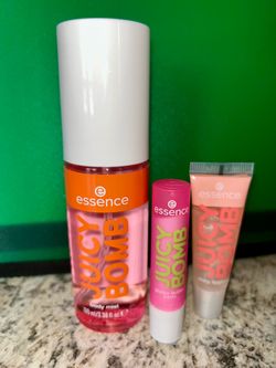 Essence Juicy Bomb body mist, lip balm, lip gloss