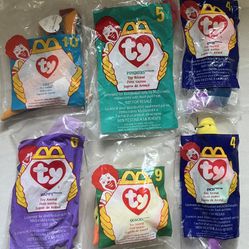 Set of 6 Vintage Ty Teenie Beanie Babies McDonalds Happy Meal Toys