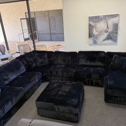 Giant Corduroy Sectional With Ottoman 