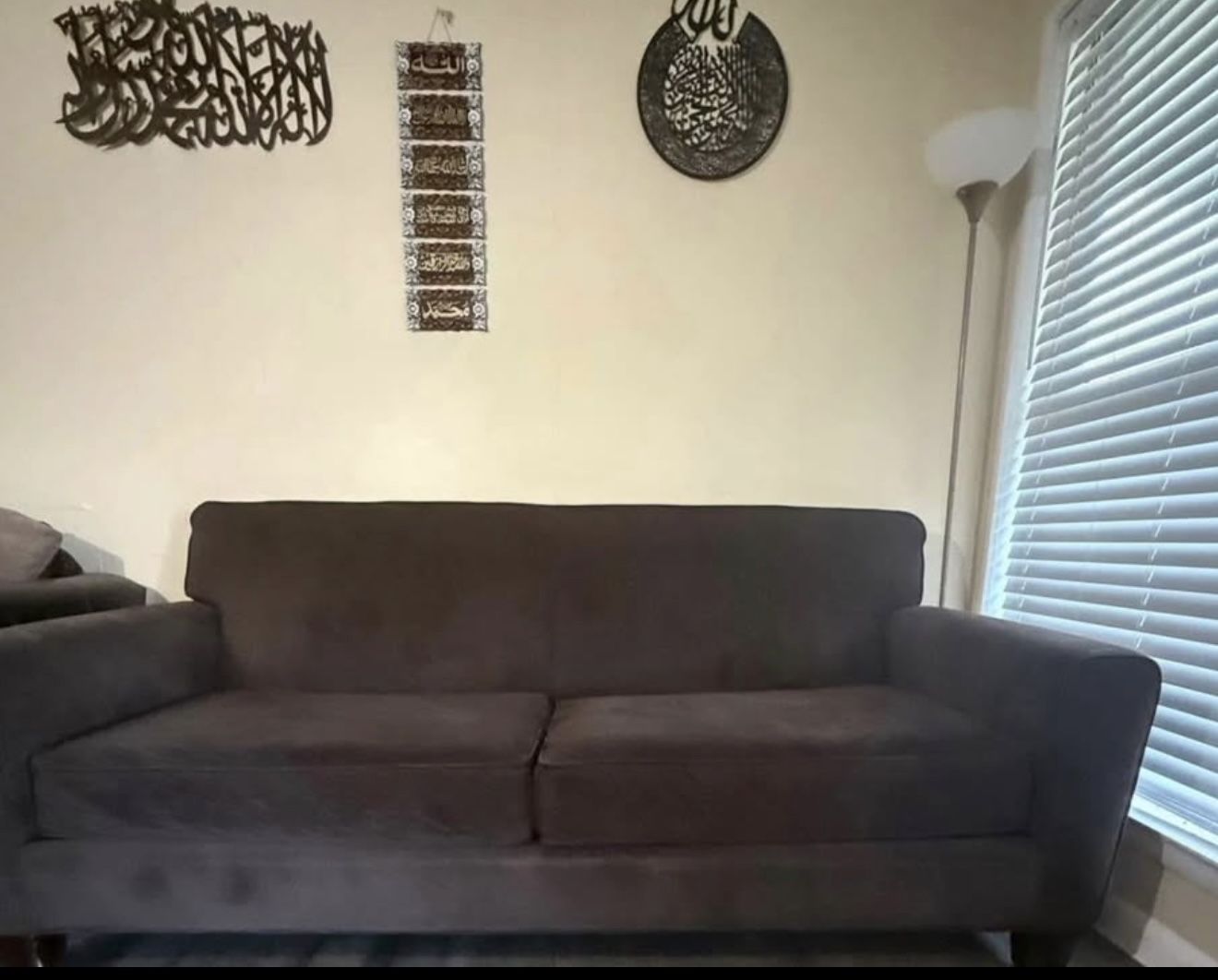 brown velvet sofa in new condition 82"x36" Neat and cleaned sofa Pet and smoke free house