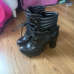 guess leather boot heels