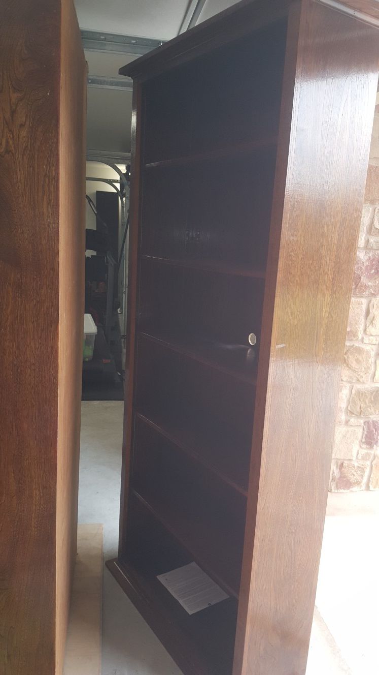 2 book shelves. 39 inches wide. 12 inces deep. 85 inches tall. Adjustable shelves