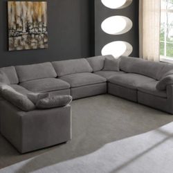 Cozy Velvet Grey Cloud Modular Sectional

