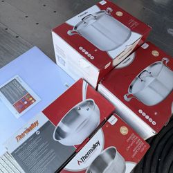 BRAND NEW PANS AND CUTTING BOARD 