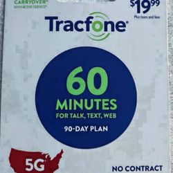Brand New • Sealed Tracfone 60‑Minute Card Still sealed in original packaging.  Selling as pictured. Everything is exactly as shown. Pickup in Charlot