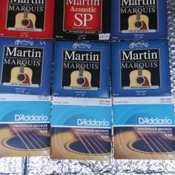 A,ACOUSTIC GUITAR STRINGS $10.00 EACH BOX SOLD INDIVIDUAL OR WHOLE 9 BOXES $90.00