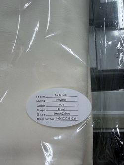 table cloth polyester ivory round 90inch/229cm 8pc  📍$35