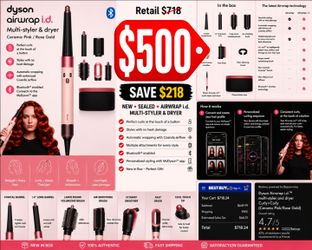 Dyson Airwrap, Dyson Airwrap ID, Airwrap i.d., Hair Styler, Hair Dryer, Blow Dryer, Curling Iron, Curling Wand, Hair Straightener, Flat Iron, Hair Cur