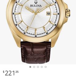 Bulova Leather Strap Quartz Watch