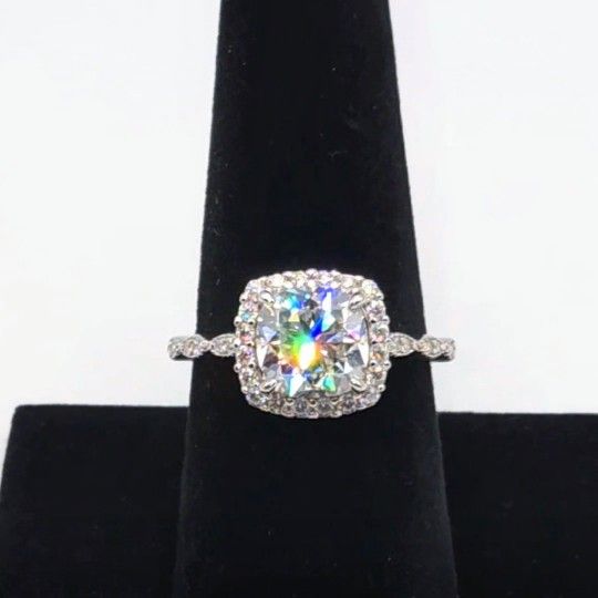 3.5 ctw Cushion Cut Halo Ring in 925 Silver