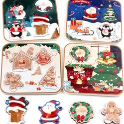 Christmas Wooden Jigsaw Puzzles for 1-3 Years Old Girls Boys Toddlers