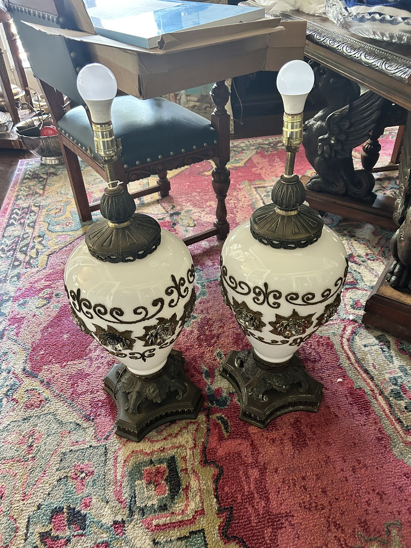 Gorgeous Pair Of Antique Lamps