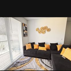 Black Sofa With Lounge Chaise