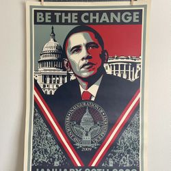 Shepard Fairey "Be The Change" Barack Obama Inauguration Lithography Poster 9812