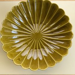 Mid century vintage California pottery large shell bowl