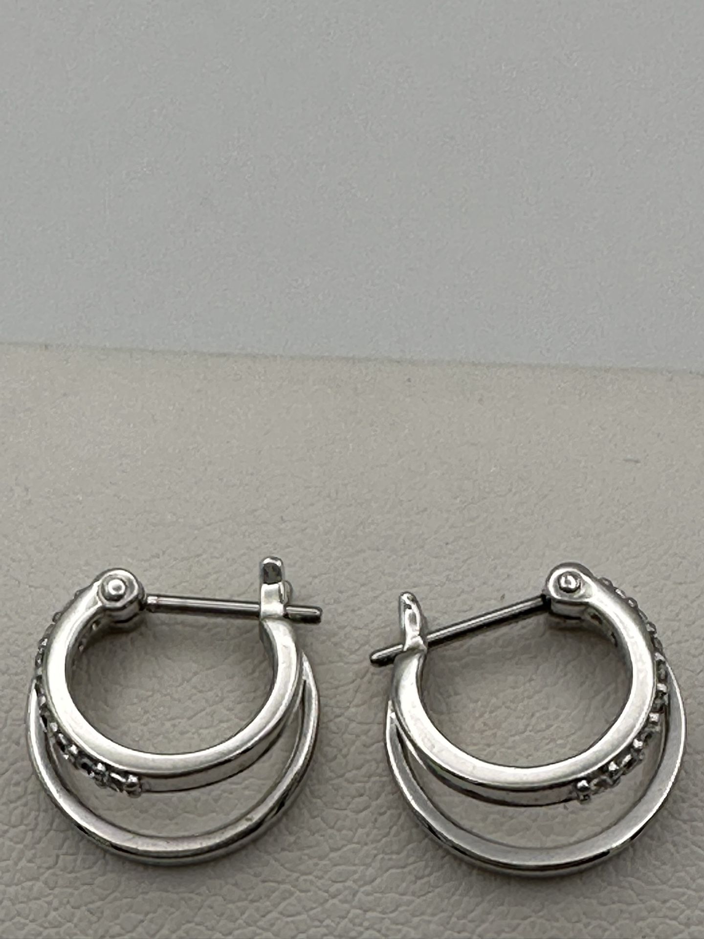 New Sterling Silver Double Hoop Earrings Huggies 1/2” Shiny 