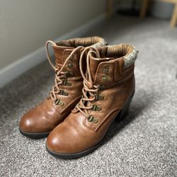 Women’s Brown Leather Boots, Size 6.5