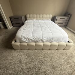 Creme Platform Queen Bed Frame