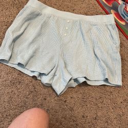 Light Blue Waffle Weave Pajama Shorts