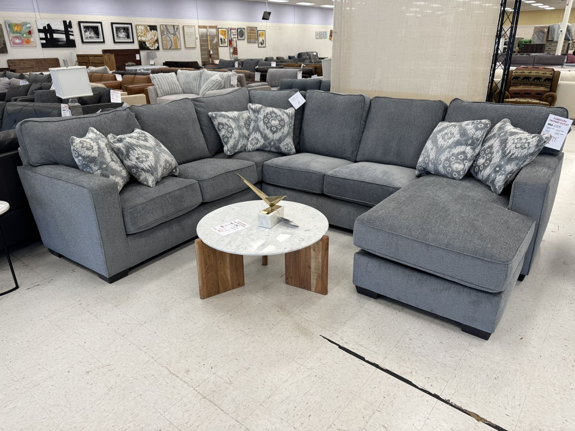 New Large Gray Chenille Sectional