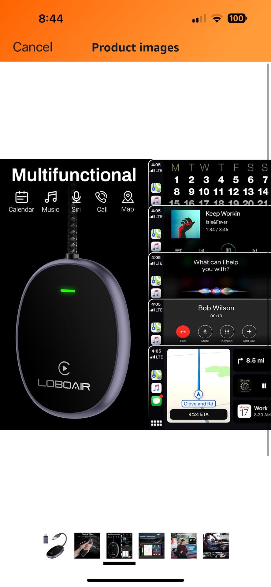 Wireless Carplay Adapter, Upgrade Plug & Play Adapter for Easy Use & Low Latency, Compatible iOS 10+ and Wired CarPlay System. (Black)