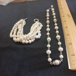 Necklace  And Bracelet Combo Perl