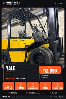 YALE 8,000 lb DIESEL forklift,3 stage , DOUBLE PNEUMATIC TIRES