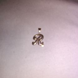 STERLING SILVER charm pendant 925 jewelry with gem stone initial "R"