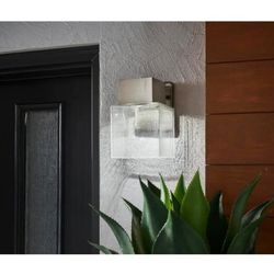 Essex Brushed Nickel Outdoor LED Powered Wall Lantern Sconce