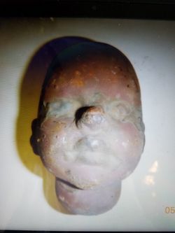 VINTAGE BRASS DOLL HEAD MOLD CREEPY classic industrial arts/crafts MACABRE