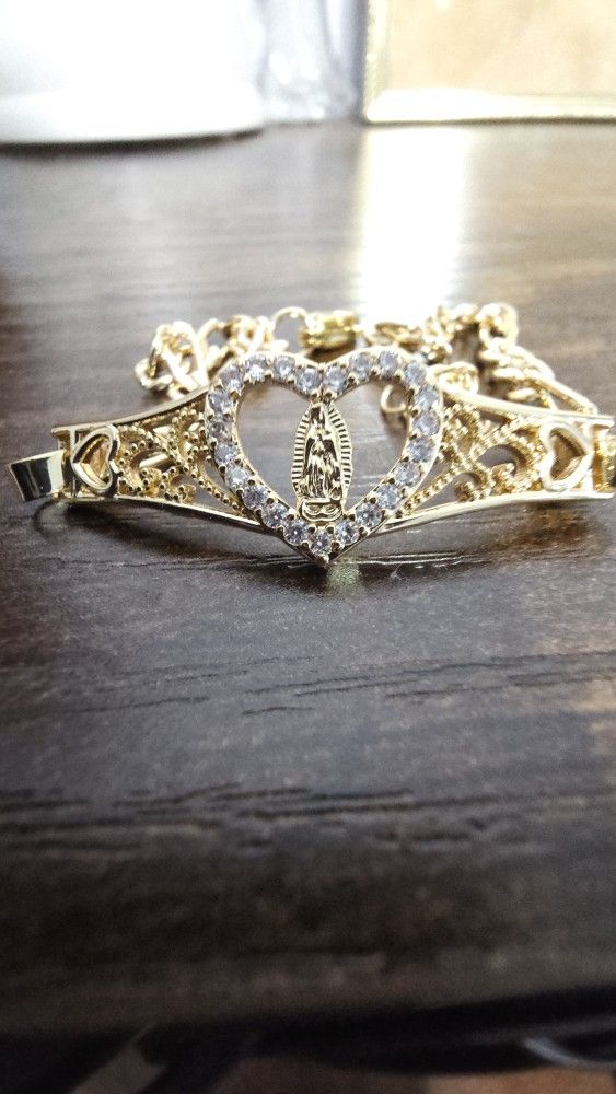 16 Gold Plated Bracelet Virgen Mary