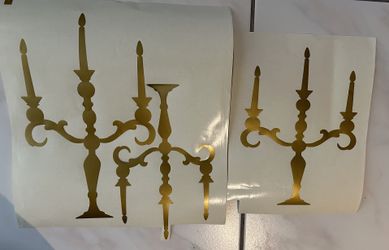 Gold Vinyl Decal Stick On Candelabra