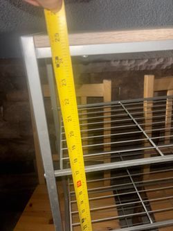 Metal and Wood Wire Shelf Unit