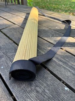 World Market Woven Straw Mat with Carry Strap
