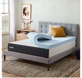Lucid 4 Inch Cooling Gel Memory Foam Mattress Topper, Plush, Queen Size