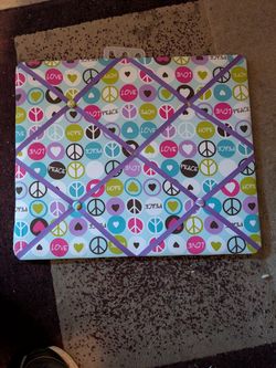Peace Sign Graphic Fabric The French Memo Memory Picture Board New 19"×16"