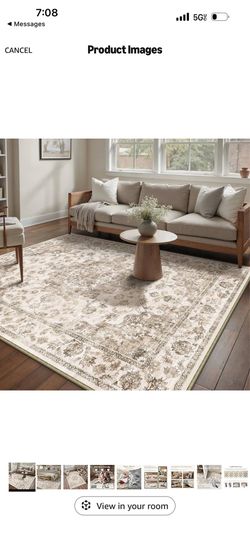 6x9 Washable Neutral Area Rug Brown Vintage Living Room Bedroom Carpet Non-Slip Soft Low Pile Farmhouse Indoor Throw Rug for Dining Room Entryway Offi